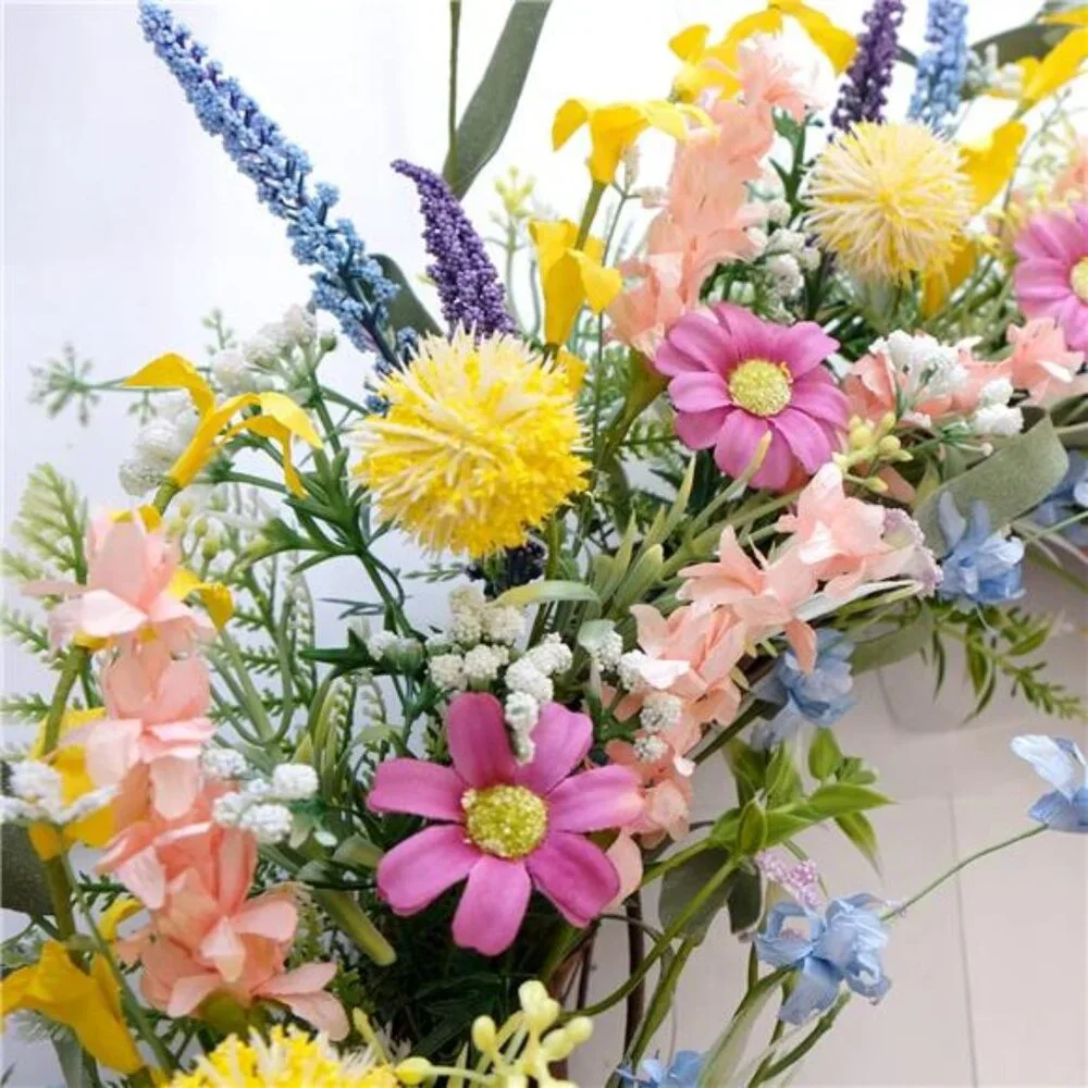 24 Inch Spring‎ Summer Colorful Flower Wreath for Front Door, Forsythia Lavender
